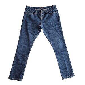 Dots Jeans Women's Size 12 Regular (W34xL28) Tapered Leg Stretch Dark Wash Blue